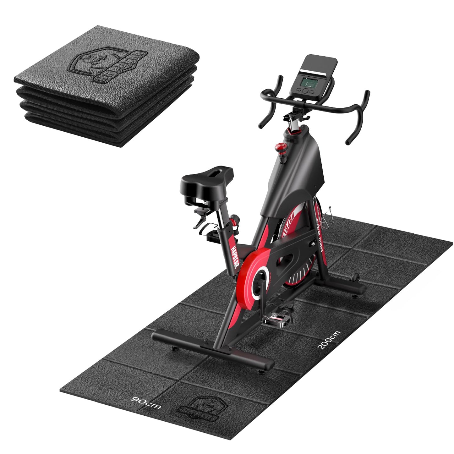 HAPBEAR Foldable Floor Protection Mat For Exercise Equipment- 200cmx90cmx5mm, High-Density PVC, Soundproof Fitness Mat for Treadmills, Elliptical Trainers, Stationary Bikes, Rollers