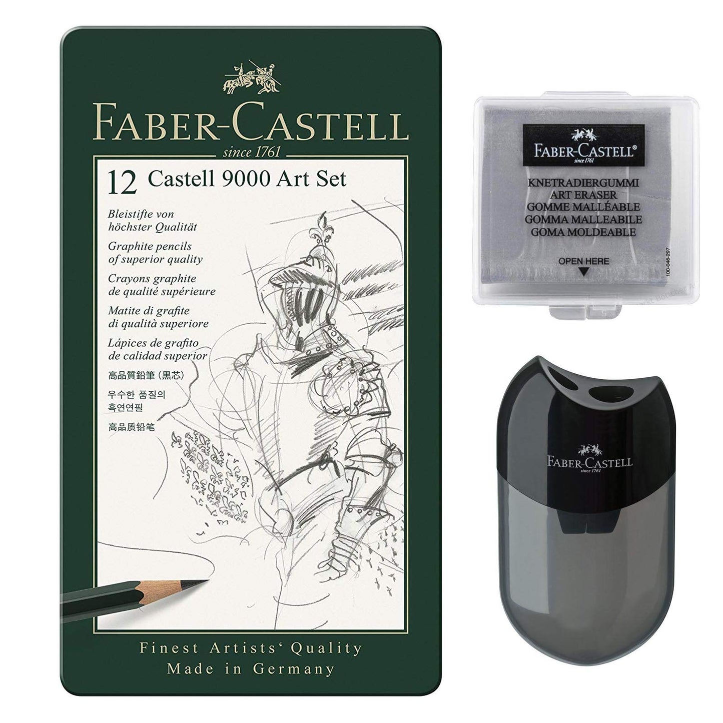Faber-Castell 119065 Castell 9000 pencil set 8B to 2H, 12 pieces