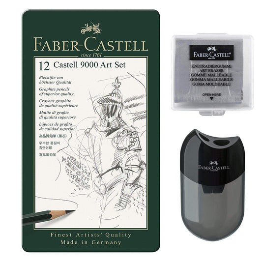 Faber-Castell 119065 Castell 9000 pencil set 8B to 2H, 12 pieces