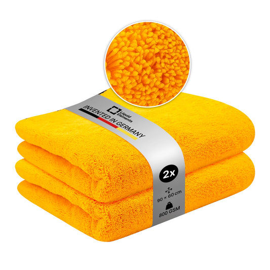 Liquid Elements - Car Drying Towel Orange Baby 800 GSM 90 x 60 cm - soft microfiber cloth for car care - extremely absorbent, lint-free & gentle on paintwork (2 pieces)