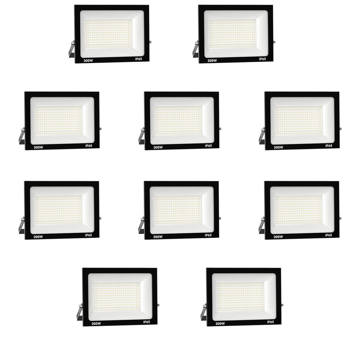 Royana 10-pack 300W LED floodlight outdoor 30000LM super bright LED floodlight 6000K cold white IP65 waterproof LED spotlight, ultra-thin for sports field garage garden backyard hallway