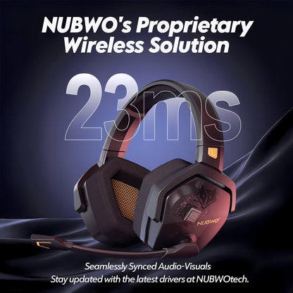 NUBWO G06 Dual Wireless Gaming Headset with microphone for PS5, PS4, PC, Mobile: 2.4 GHz Wireless + Bluetooth - 100 hours - 50mm driver - Orange
