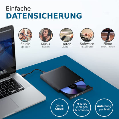 techPulse120 USB 3.0 3D External Blu-Ray Burner Burner M-Disc BDXL Superdrive Blu-ray Rom Drive BD DVD CD Slim for Computer Notebook Ultrabook Windows MacOS Apple iMac MacBook Pro Air Aluminum Black