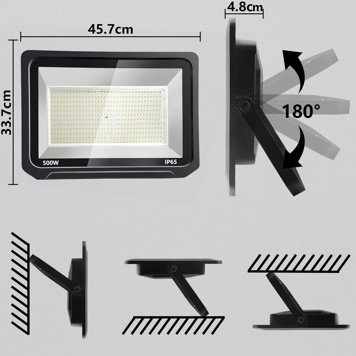 Loyal 500W LED Floodlight Outdoor, 50000LM Super Bright Outdoor Spotlight, IP66 Waterproof Floodlight, 3000K Warm White Spotlight, Outdoor Light for Garden, Garage, Driveway, Doors