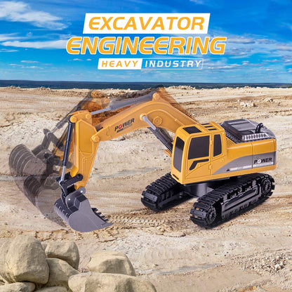 Thedttoy 1:24 Remote Control Excavator Toy for Kids, Car 2.4 GHz Tractor RC with Lights, Birthday Gift for Boys 3 4 5 6 7 8 Years