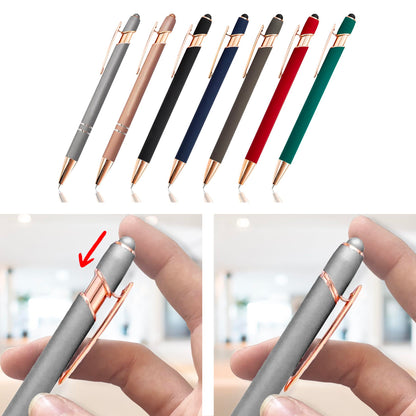 Beautiful Papers - x12 - Personalized 2 in 1 Pen - Personalized Ballpoint Pen with Engraving I Rose Gold Metal I Softtouch Feeling I write in black I integrated Stylus
