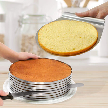 Zenker 7705 Patisserie Cake Base Cutting Aid Set - Includes pastry knife & cake lifter, stainless steel, Ø26/28 cm, Silver
