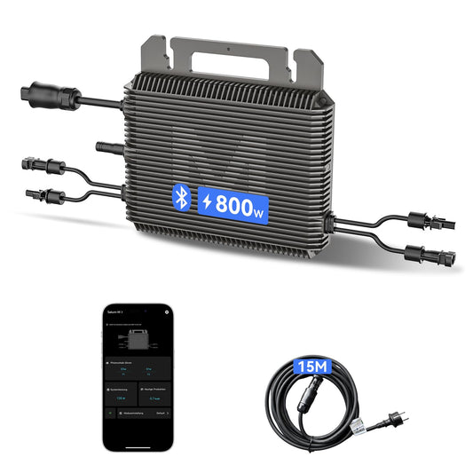 800W micro inverter with Schuko cable with battery connectors 15M 0% VAT, Marstek microinverter inverter solar inverter MPPT app control, IP67 waterproof for mini PV, plug & play balcony power system