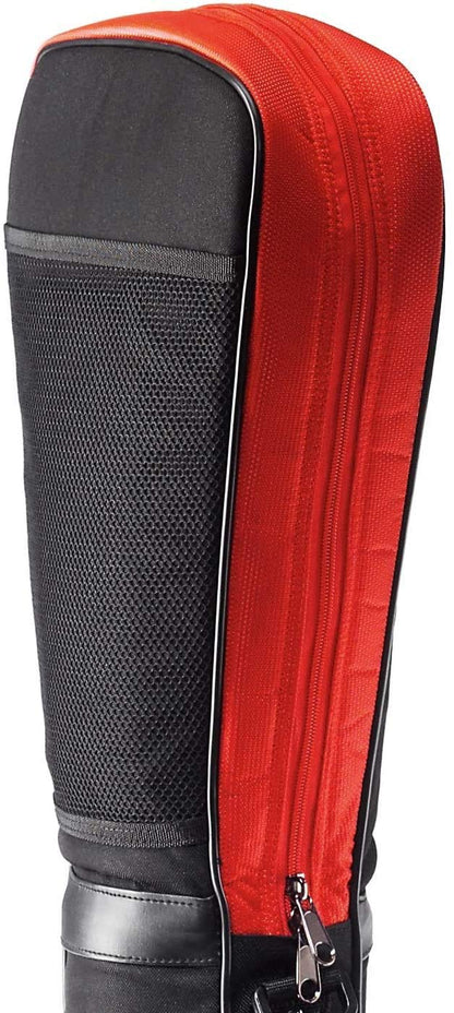 Golf bag/pencil bag/travel bag/range bag/pistol bag/carry bag with integrated protective cover and external pocket in color: black - red.