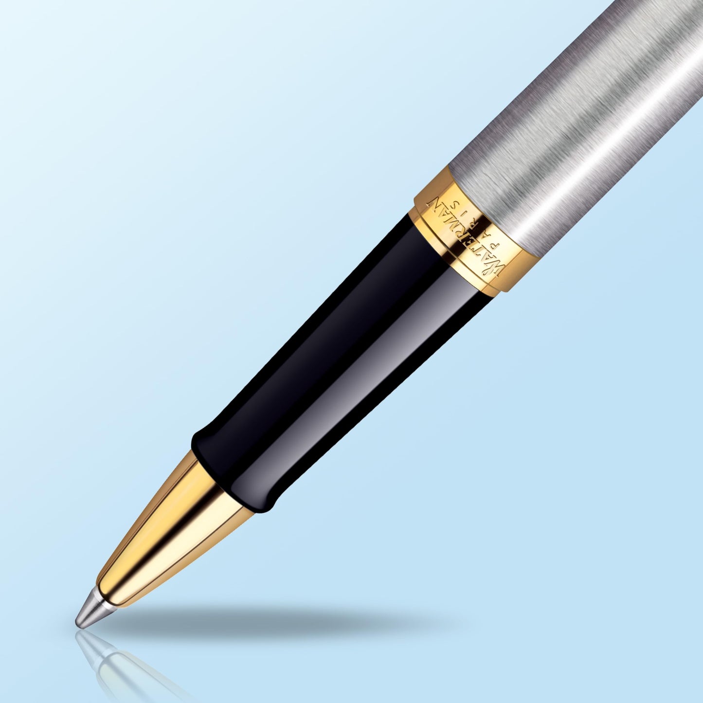 Waterman Hémisphère Rollerball | Stainless Steel with 23K Gold Trim | Fine Point | Black Ink | Gift Box
