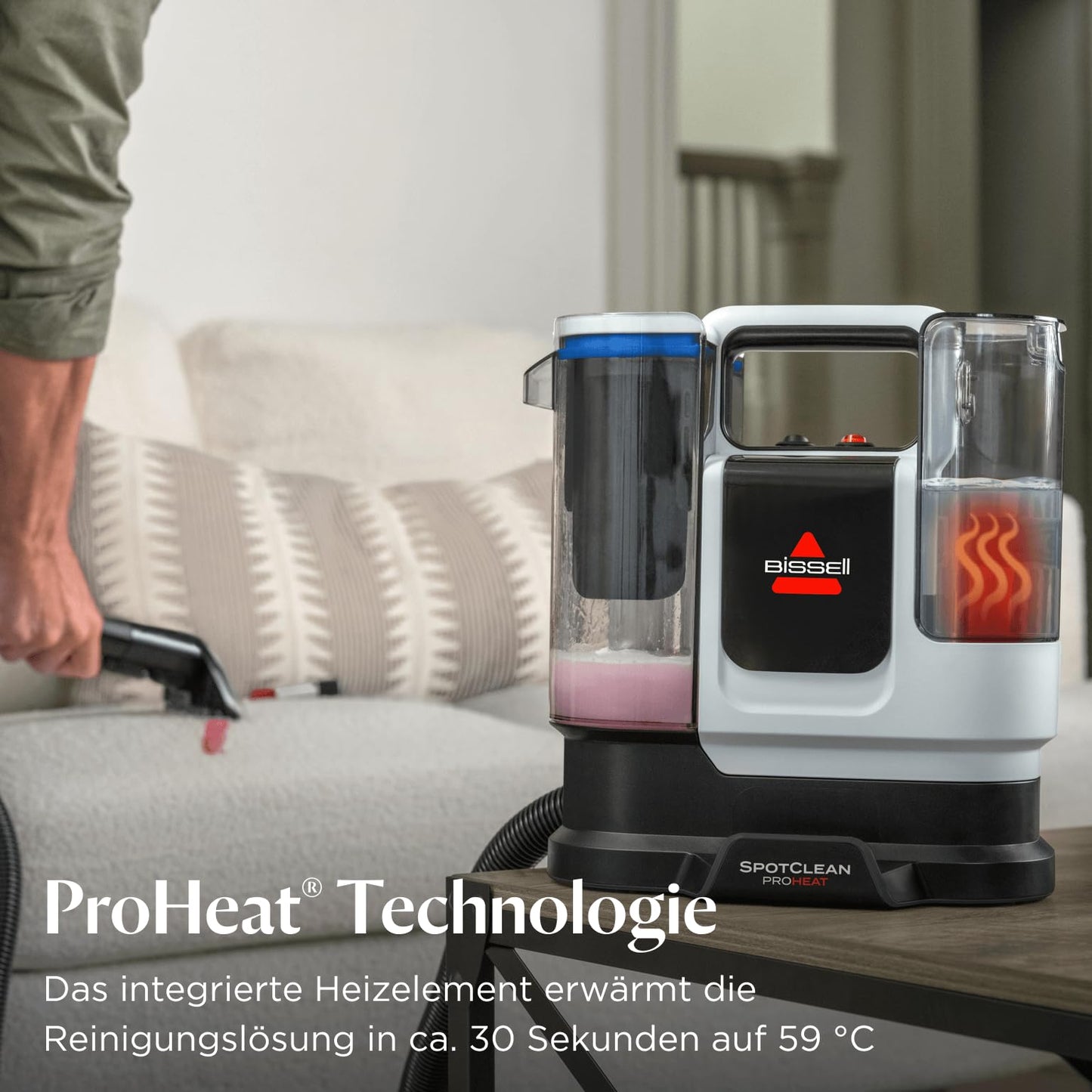 BISSELL SpotClean ProHeat Advanced Carpet Cleaner and Upholstery Cleaner, Wet Vacuum and Carpet Washer, 1125W Motor, compact Multi-Surface Cleaning, powerful against stains, corded, 3924N