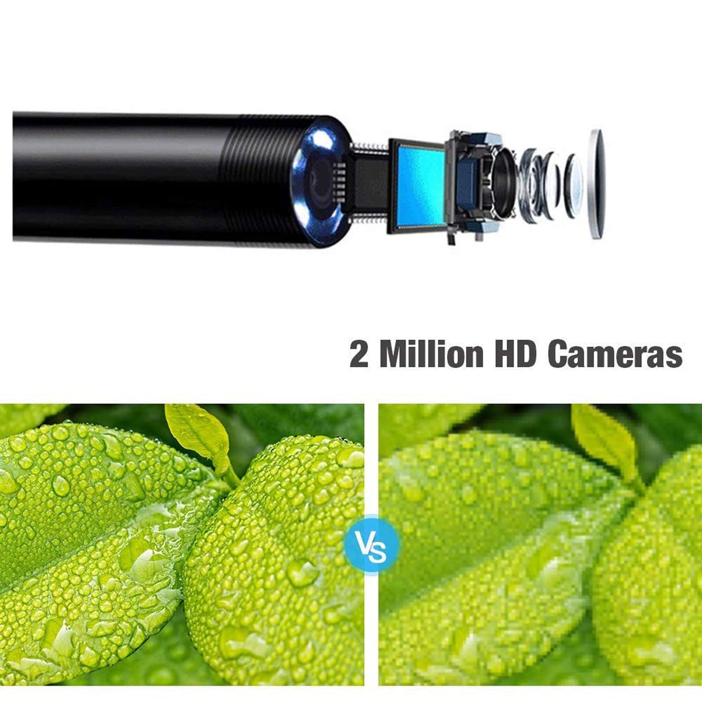 Lychee WiFi Endoscope Inspection Camera IP68 waterproof 2.0 Megapixel HD Wireless Endoscope Camera for IOS Android Smartphone Tablet (10M)