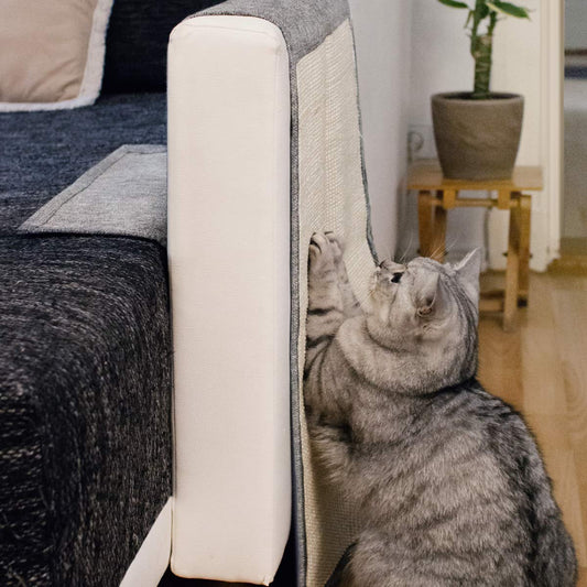 Navaris cat scratching mat scratch protection for sofa - sisal scratching carpet 130 x 45 cm for cat - couch cat scratching mat - also suitable for dogs.