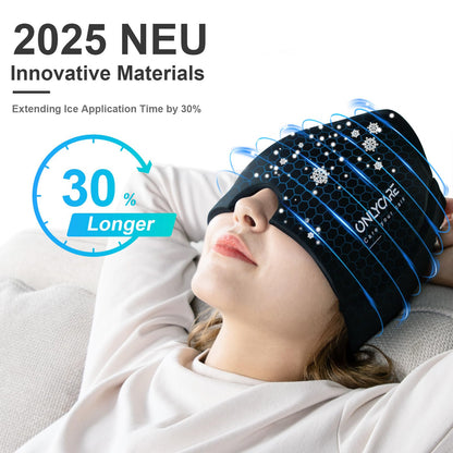 ONLYCARE Migraine Mask, Upgraded Migraine Cooling Mask Sleep Mask Cooling Cap Cooling Hat 360° Gel Surround cooling pads for relief of migraine, headaches, pressure