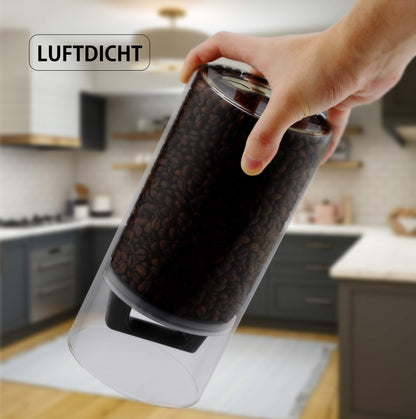 Kitchen&CO. Coffee canister with vacuum lid, airtight storage, glass coffee canister, BPA-free, borosilicate glass container, sustainable storage, (2000 ml)