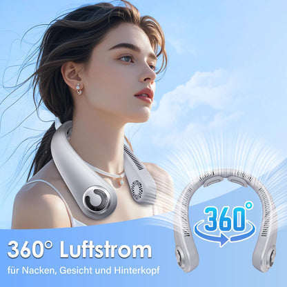BOIROS Neck Fan, 5000mAh Neck Fan with Neck Support, Rechargeable USB Neck Fan Quiet, 5 Speed Levels, Portable, 360° Surround Airflow for Women and Men.