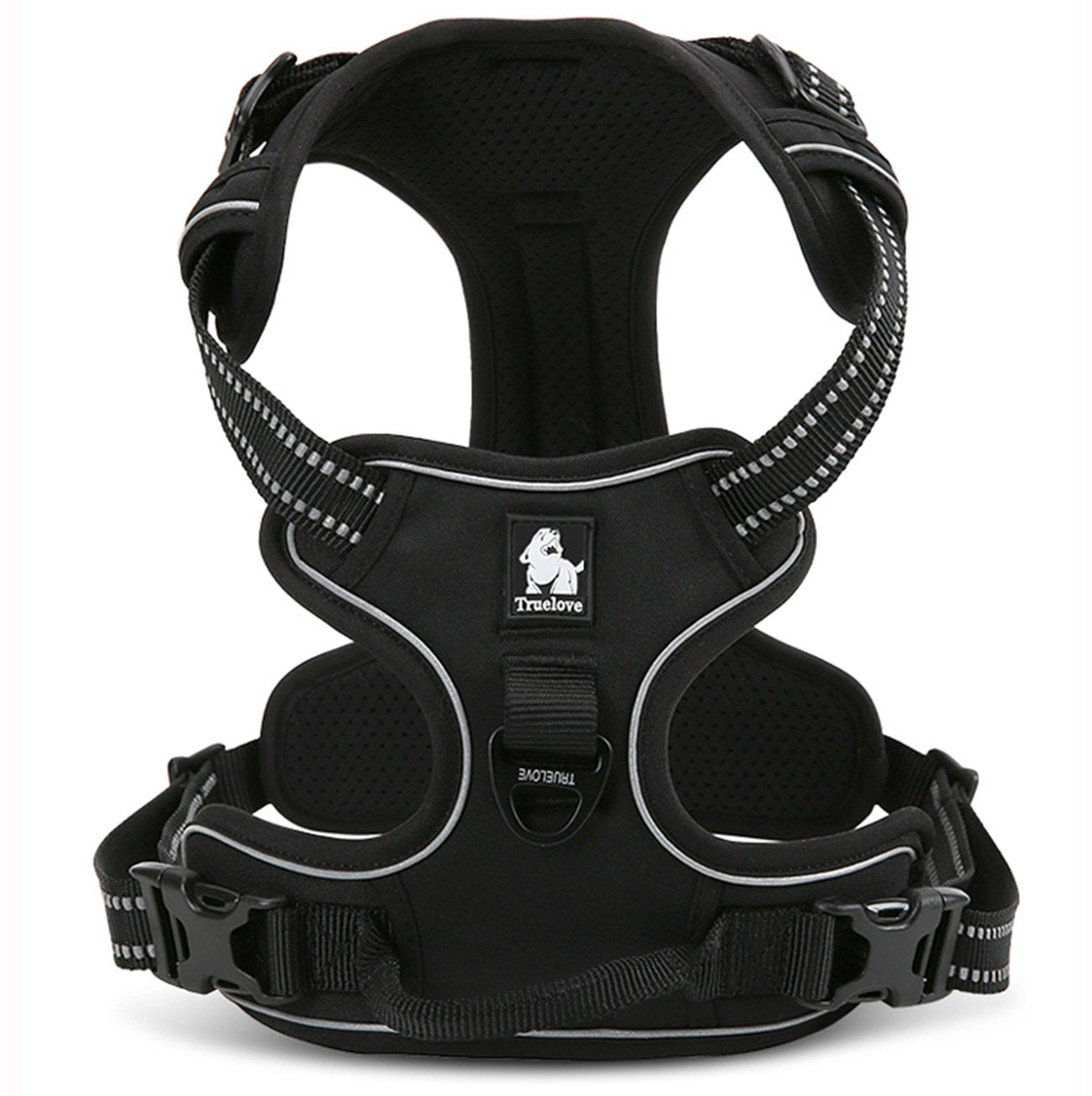 Truelove Dog Harness TLH5651 prevents pulling, reflective seams ensure visibility at night, perfect for outdoor adventures (L, Black)