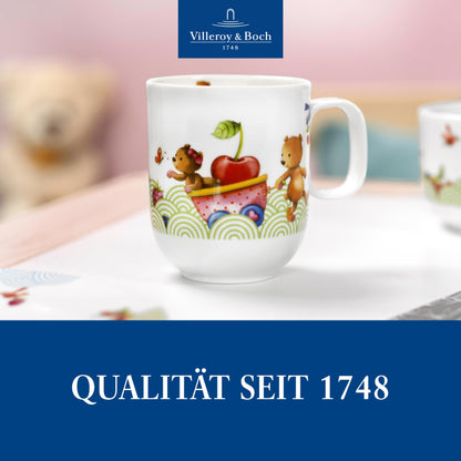 Villeroy & Boch - Hungry As A Bear Set with children's cutlery and tableware (7 pieces). Dishwasher safe, microwave safe. Includes: children's plate, children's cup, children's cutlery set. Made of premium porcelain/stainless steel.