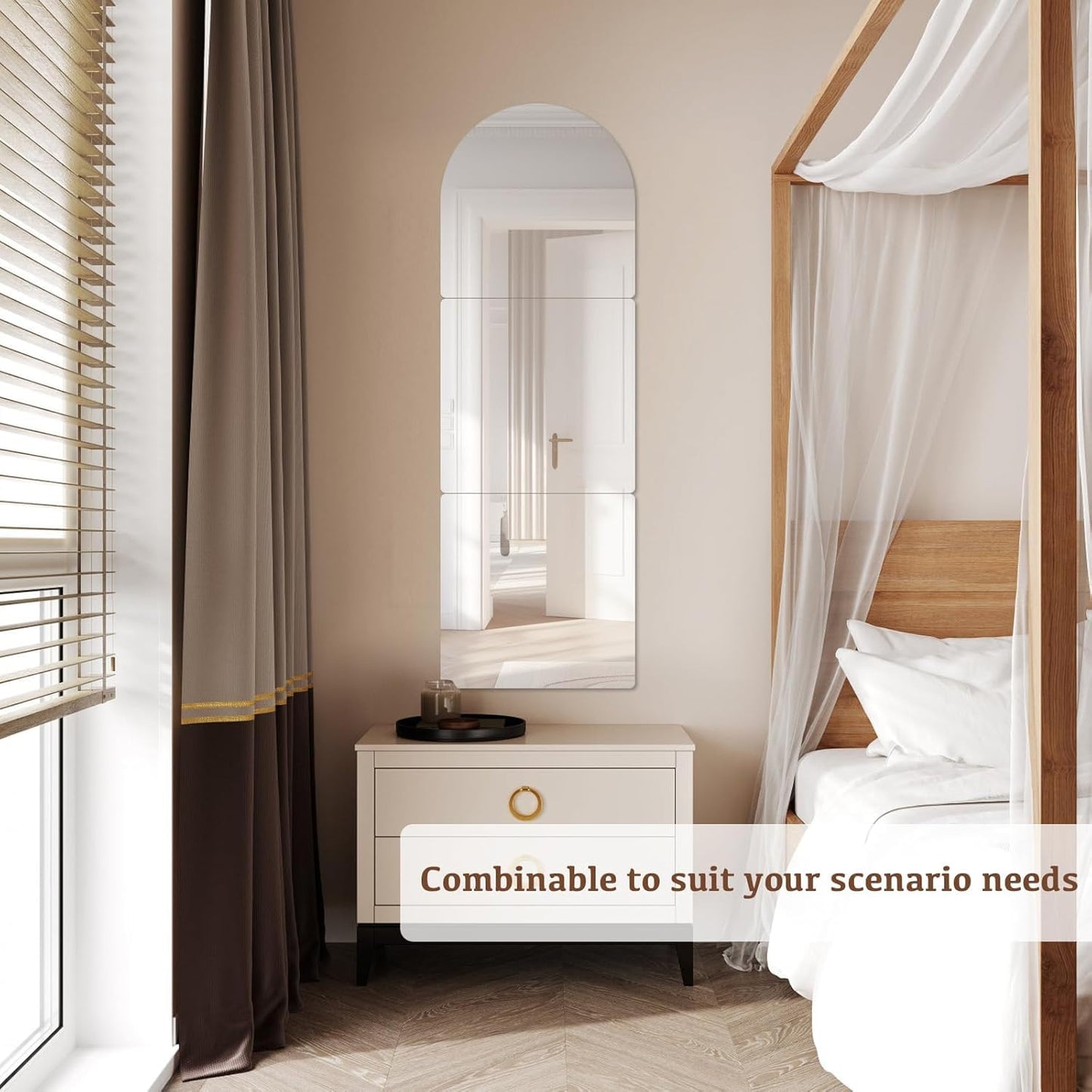 Hide 4 pieces of adhesive mirrors 30x30cm, self-adhesive stick-on mirrors, acrylic wall mirror foil 2mm thick, adhesive mirrors for bathroom living room bedroom closet