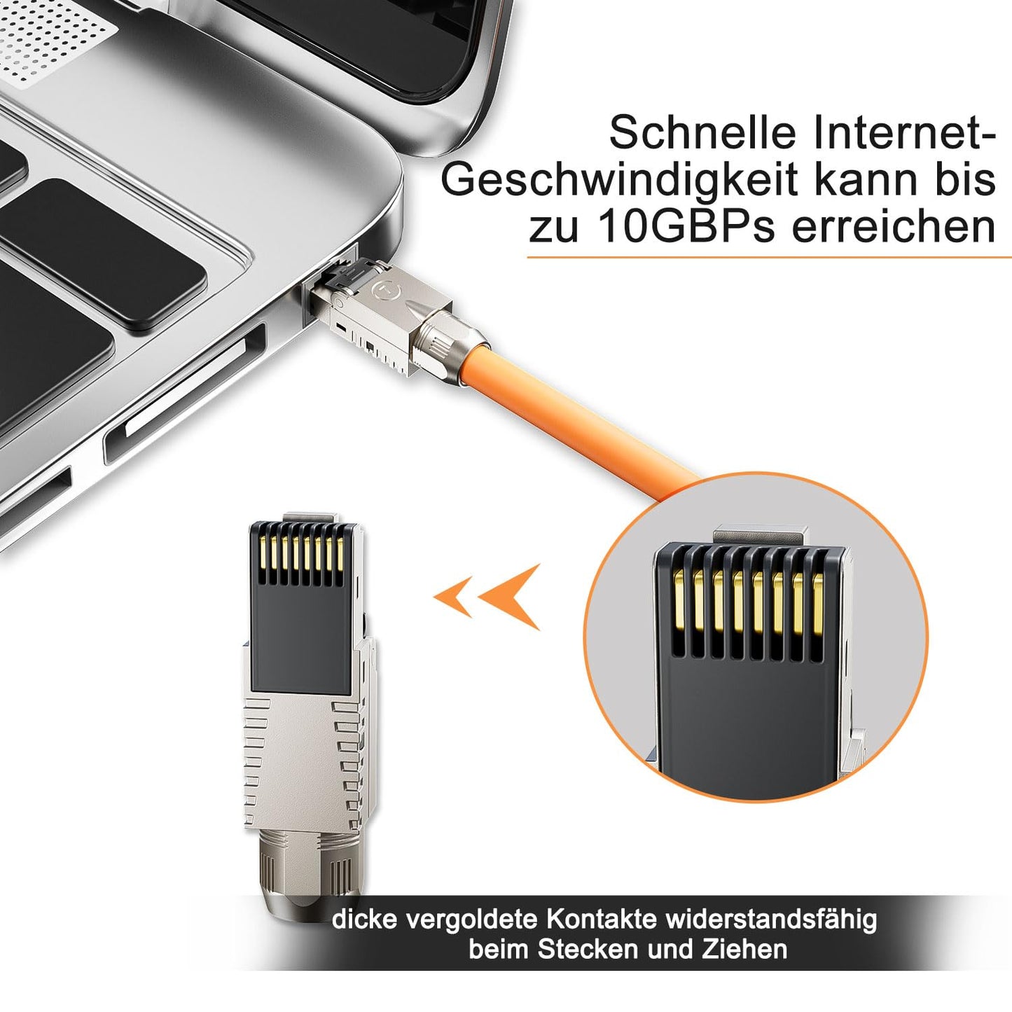 FGB 10 Gbps RJ45 CAT7 network plug Lan plug LSA shielded RJ45 plug tool-free for installation cable 600MHz for patch cables installation cables CAT7 CAT6A, 4 pieces