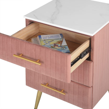 WOLTU 2 pack nightstand bedside table for box spring bed, chest of drawers made of solid wood, easy assembly, stable, 40.5x41x62cm, Pink TS135rs