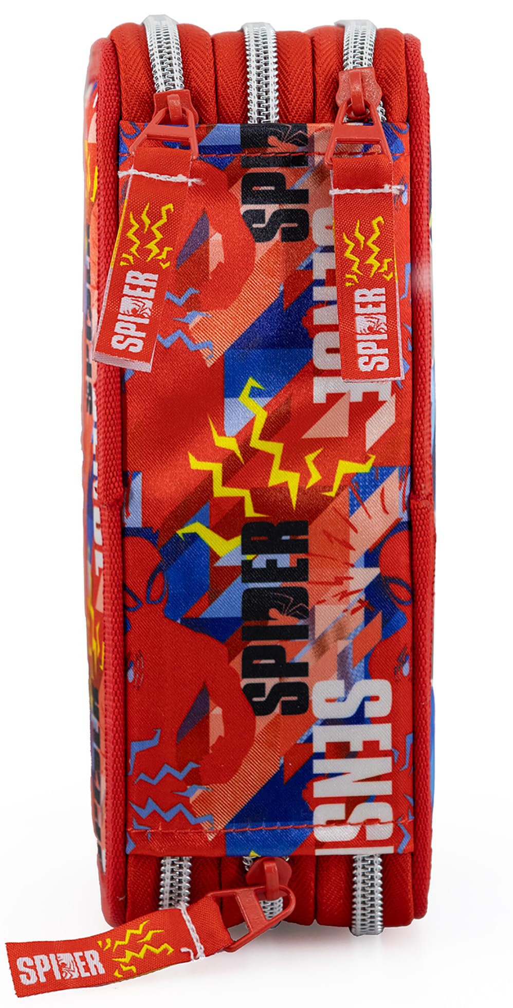Clondo Boys 3-compartment pencil case for Spiderman fans - 45-piece, fully stocked - with scissors, glue, colored pencils 3.0 - Red - ideal for school & as a gift