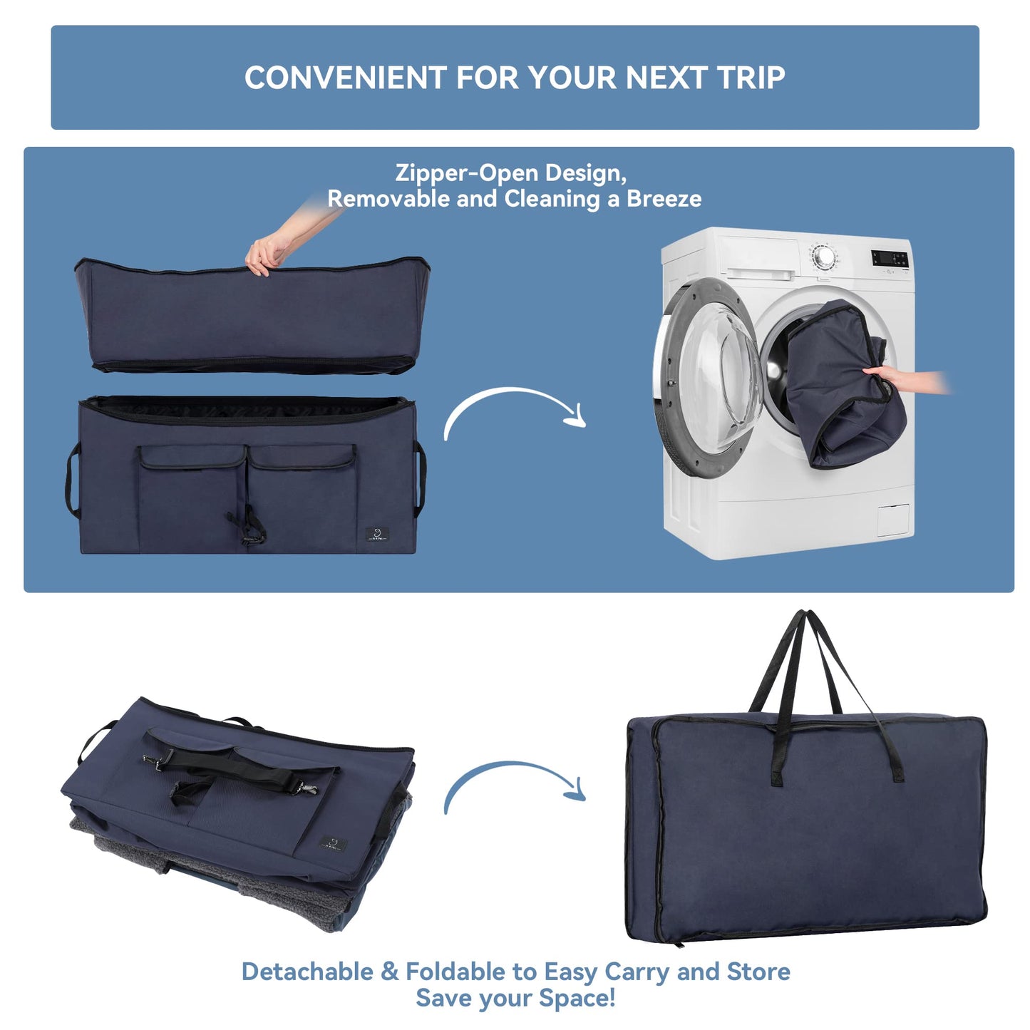 A 4 pet car seat for large dogs or 2 small ones, foldable for backseat with safety belt and storage bag, double-sided mat.