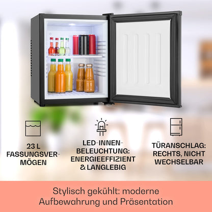 Klarstein mini fridge for rooms, 23L, for drinks & cosmetics, small mini bar, quiet, adjustable shelf, small skincare fridge 5-15°C.