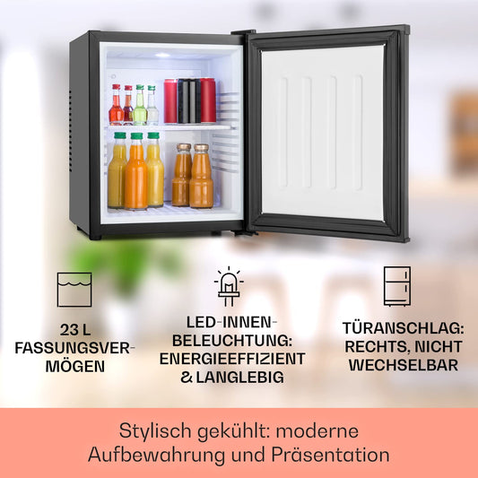 Klarstein mini fridge for rooms, 23L, for drinks & cosmetics, small mini bar, quiet, adjustable shelf, small skincare fridge 5-15°C.