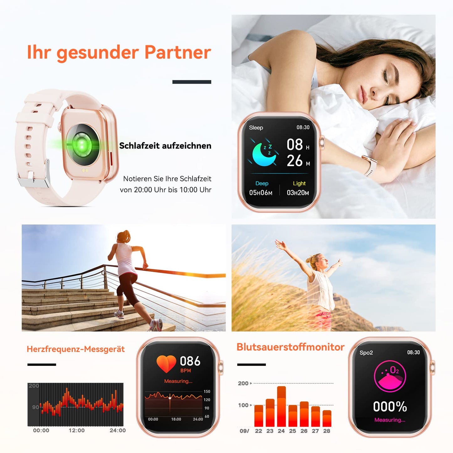 Smartwatch for women and men, 1.85" inch touchscreen smart watch with Bluetooth calls, watch for women and men with 140+ sports modes SpO2 heart rate monitor sleep tracker pedometer, wristwatch for iOS Android
