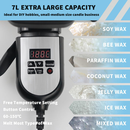 Biensly's wax melter for candle making 7L candle melting pot with non-stick coating pot with spout and temperature control