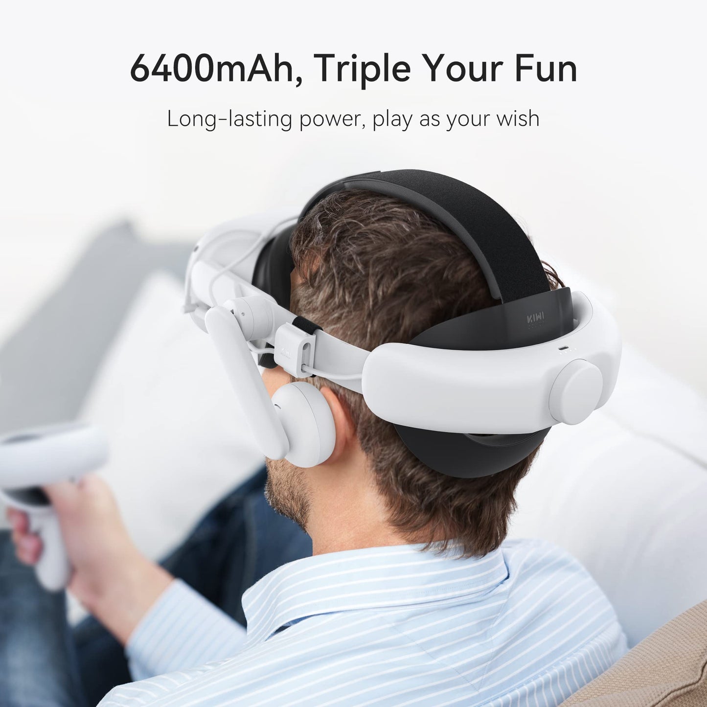 KIWI design Comfort Battery Audio Head Strap is compatible with Quest 2 accessories, AIO All-in-One headphones, Elite Strap Battery Pack replacement.
