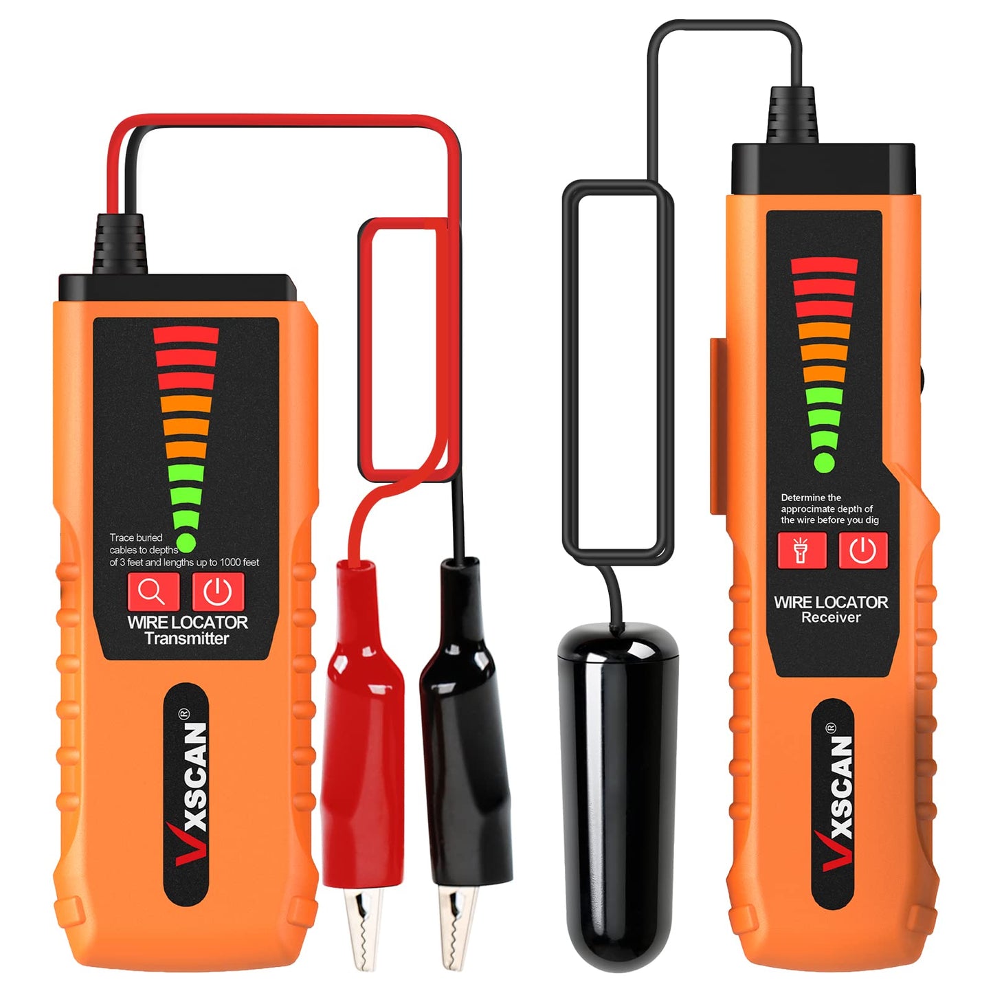 VXSCAN Underground Cable Wire Locator, F04 Wire Tracer Tester with headphones, ground cable locators for dog fence irrigation control wires.