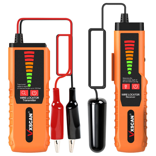 VXSCAN Underground Cable Wire Locator, F04 Wire Tracer Tester with headphones, ground cable locators for dog fence irrigation control wires.