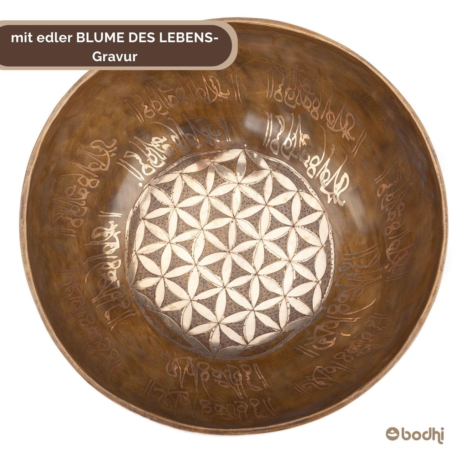 Bodhi Tibetan Singing Bowl | Engraved Singing Bowl | Handcrafted set with cushion & mallet | Ideal spiritual gift | Meditation accessory made of bronze