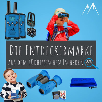 Monte Stivo® Junior | Award-winning binoculars for children 8x21 with magnifying glass & compass | Toy set for boys and girls aged 4 years and up.