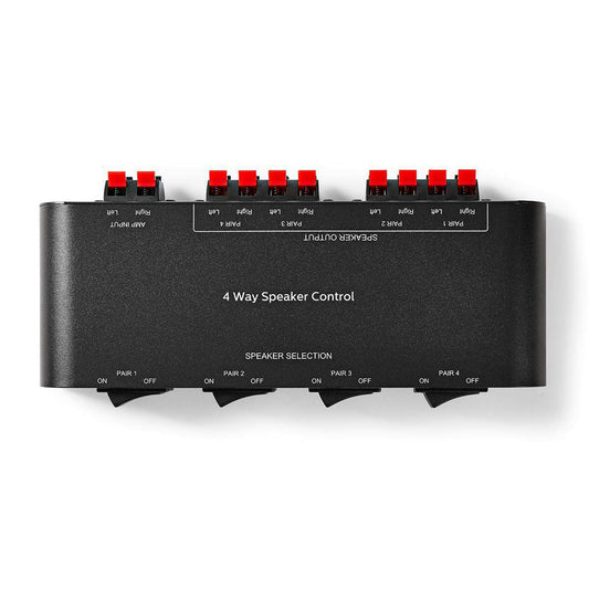 TronicXL Speaker Switch Box for 4 pairs of speakers Stereo 4-way Analog Audio Switch Input Audio switch speaker boxes.