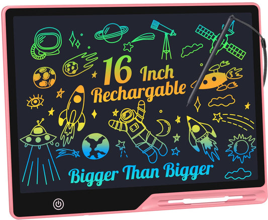 Kinayue LCD writing tablet for kids 16 inch rechargeable, drawing board doodle board preschool learning toy Christmas birthday Easter gift 3 4 5 6 7 year old girls boys