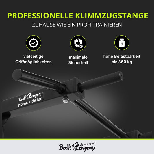 Bad Company pull-up bar wall mountable up to 350 kg load capacity - pull-up bar wall incl. instructions and mounting material - for home fitness or gym - BCA-45