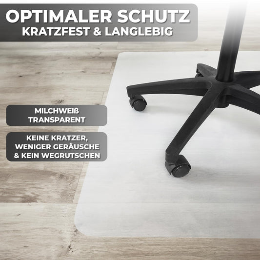 Kingwork floor protection mat for office chair in various sizes - office chair pad non-slip in milky white - Made in Germany - 90 x 120 cm