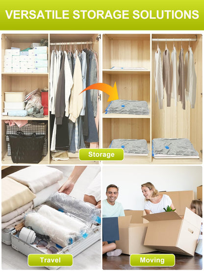 NATNAV 7 Piece Vacuum Bags for Clothes with Electric Air Pump - Transparent for Travel, Moving, Clothes Comforter Storage