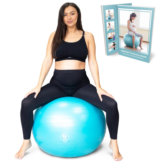 BABYGO® Pregnancy Exercise Ball | Office Pregnant Yoga Pezziball | Includes Pregnancy Book for Birth & Fitness | Anti-Burst 1000 Kg (Aqua, 75cm)