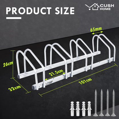 CCLIFE bike stand floor for 4 bikes with tire widths up to 65 mm Iron bike holder 101 x 32 x 26 cm