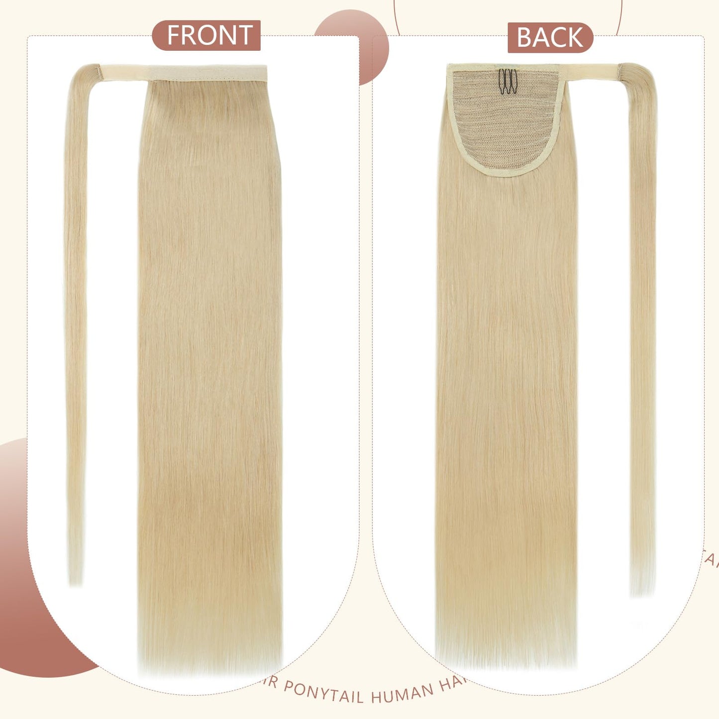 Elite Ponytail Hairpiece Extensions 100% Real Hair Hair Extension Women Clip in Ponytail Extension Blonde Black Straight 40cm 80g #613 Bleached Blonde