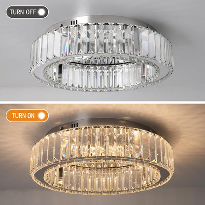 Vinilky Modern Crystal Chandelier, LED Crystal Ceiling Light with Remote Control Dimmable Socket Ceiling Lamp for Living Room, Bedroom, Kitchen, Entryway, Hallway