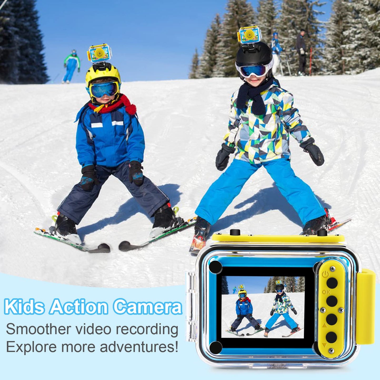 GKTZ Kids Camera waterproof, Underwater Camera-1080P Selfie Digital Camera for Kids with 32GB SD Card Toy for 3-12 year old boys and girls (Blue)
