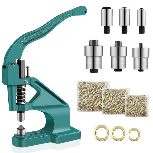 Joyful eyelet press set, eyelet pliers set hand press eyelet machine blind rivet pliers rivet pliers nut riveting pliers set 3 dies 900 eyelets 6/10/12 mm for leather crafting curtains drapes PVC