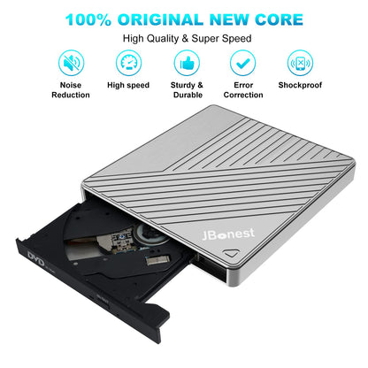 External CD DVD drive USB 3.0 Type-C, External with SD/TF card reader Portable RW burner, Fast data transfer for laptop, desktop, MacBook, Win11/10/8/7/XP, Linux, Mac OS, Vista
