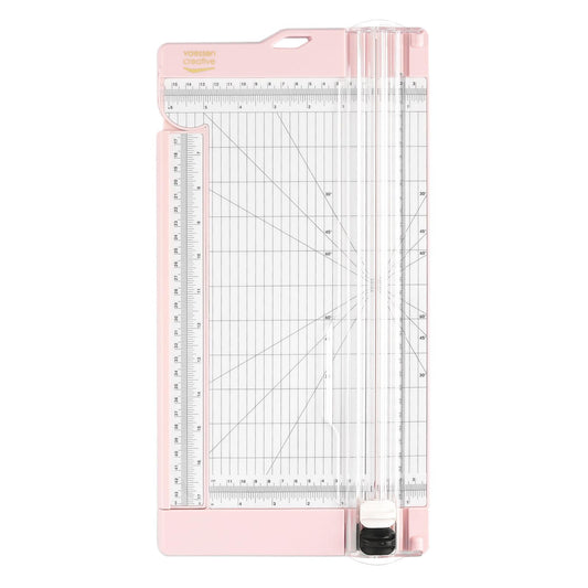 Vaessen Creative 2207-110 Paper Trimmer for cutting and scoring straight lines on A3, A4, and smaller paper sizes, Pink, for scrapbooking and card making, 15.2 x 30.5 cm
