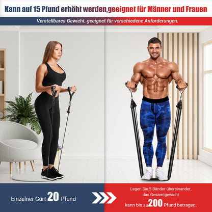 GYMERK Resistance Bands Set, Expander Fitness with Rubber Handles, Training Poster, Ankle Straps, Door Anchor, Carry Bag, 5 Different Resistance Levels. Ideal for Strength Training.
